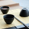 陶瓷料理碗 哑光磨砂日本味噌汤碗 4.5寸黑色陶瓷碗
