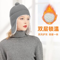 跨境冬季新款仿羊羔毛护耳帽子男女休闲套头帽户外保暖防风雪冷帽
